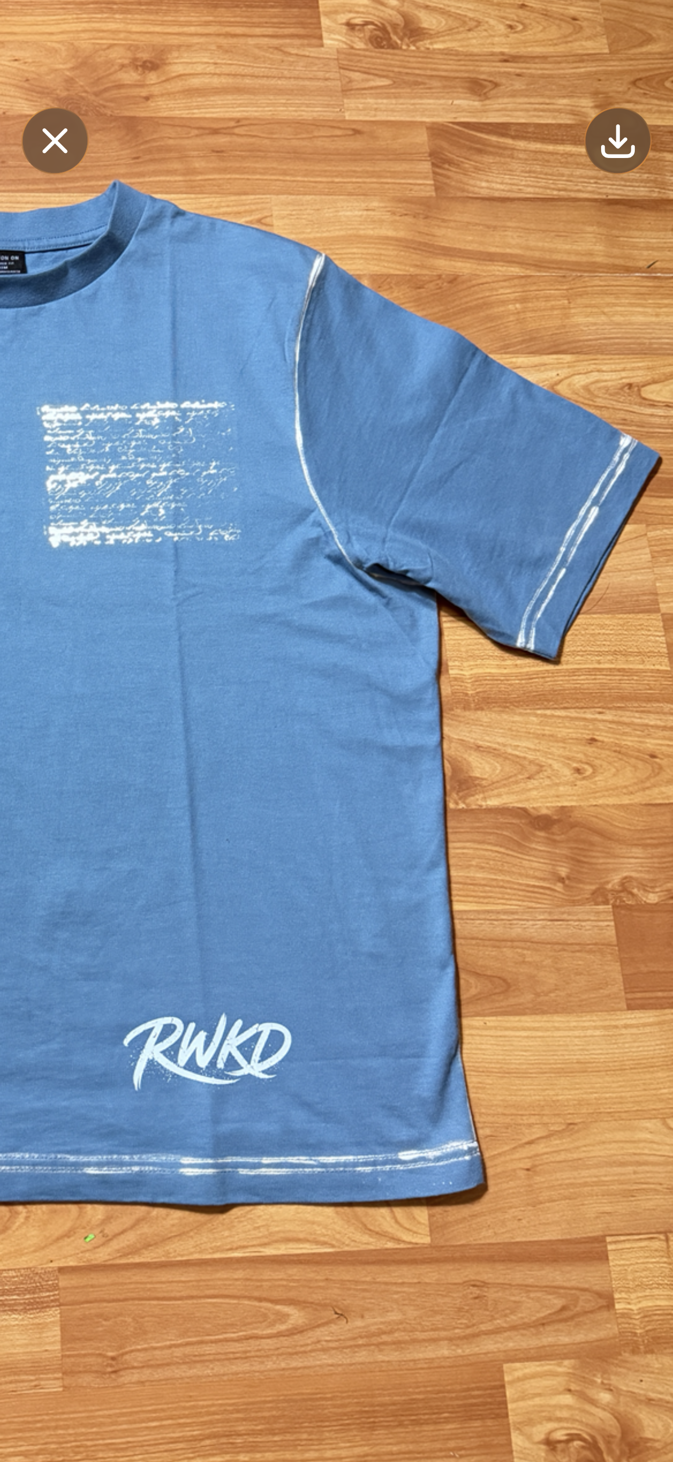 Script Tee Cropped Medium Mineral Blue