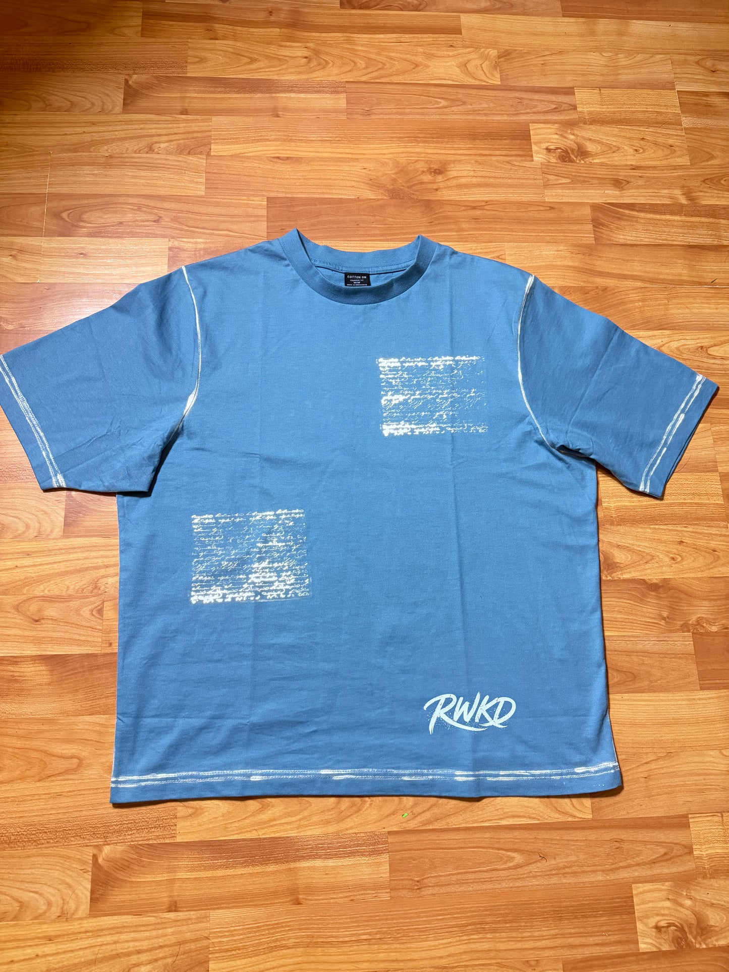 Script Tee Cropped Medium Mineral Blue