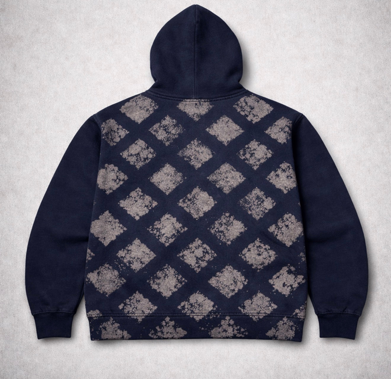 Diamond Back Zip Hoodie Washed Navy