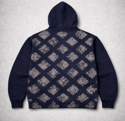 Diamond Back Zip Hoodie Washed Navy