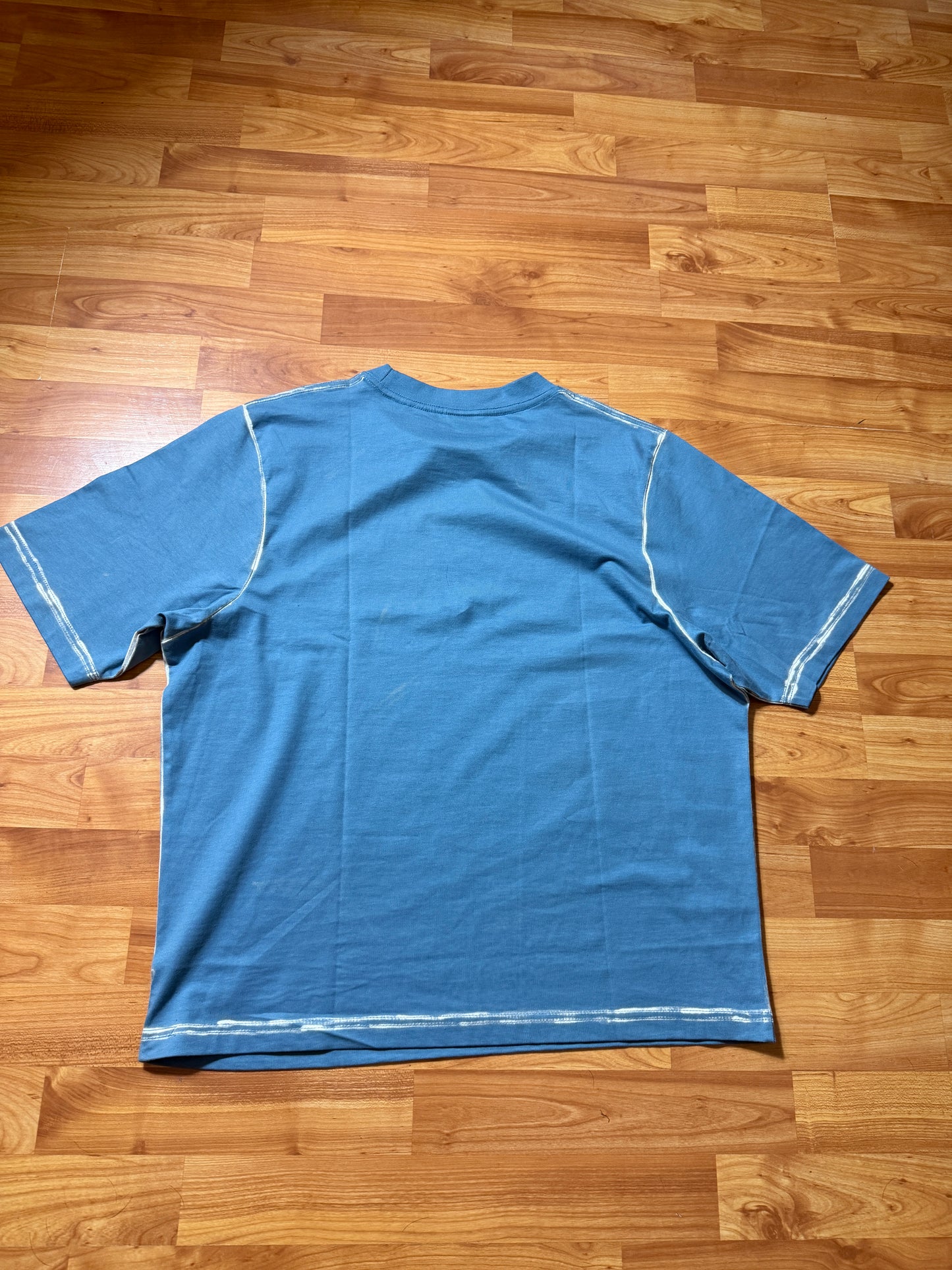 Script Tee Cropped Medium Mineral Blue