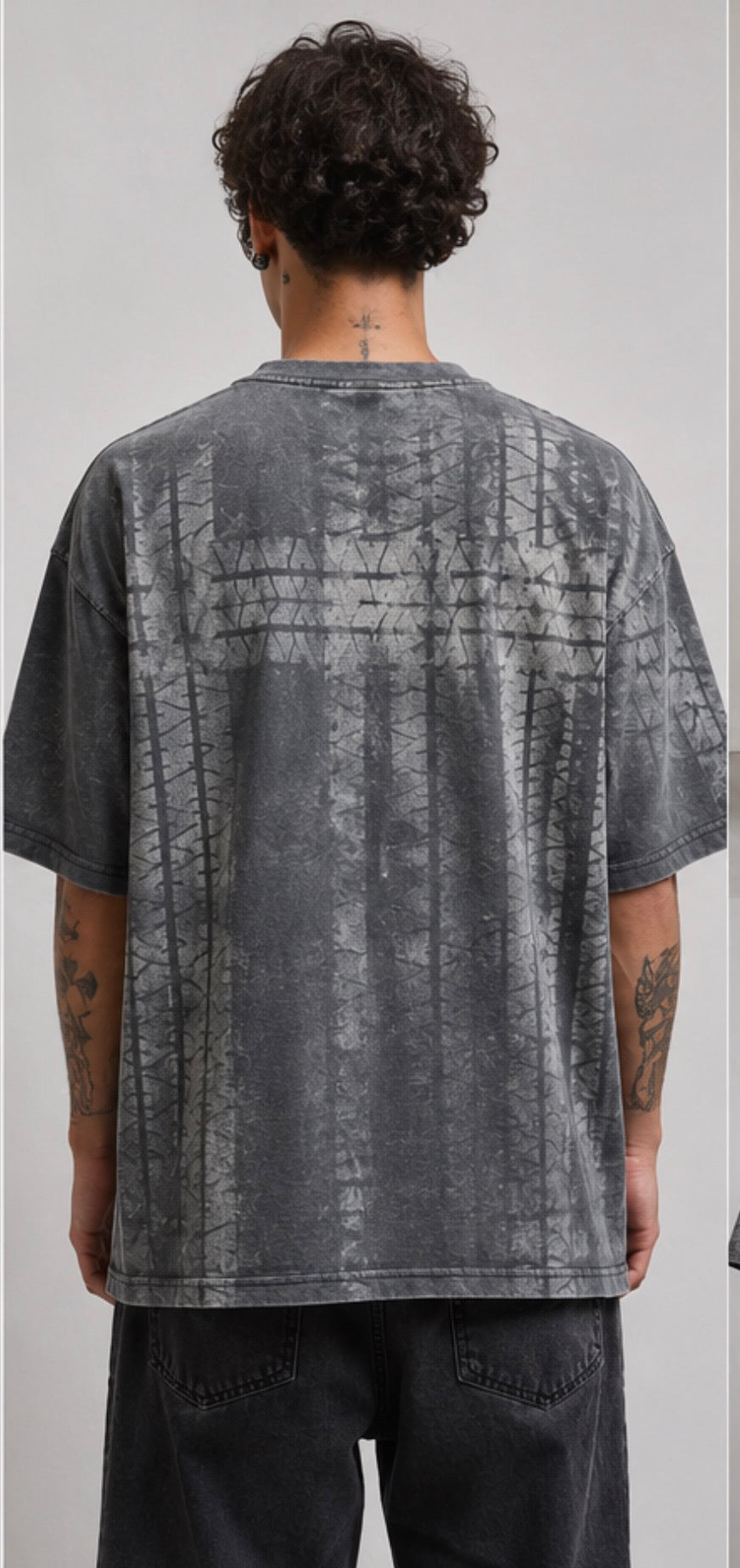 Tire Tread Bleach Oversized Tee (Large) Mens