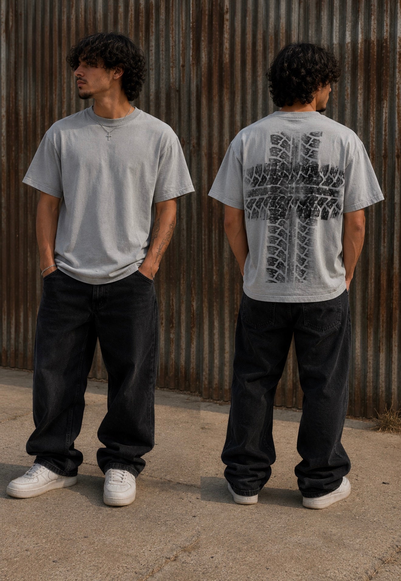 Crossroads Tee -Concrete Gray Large