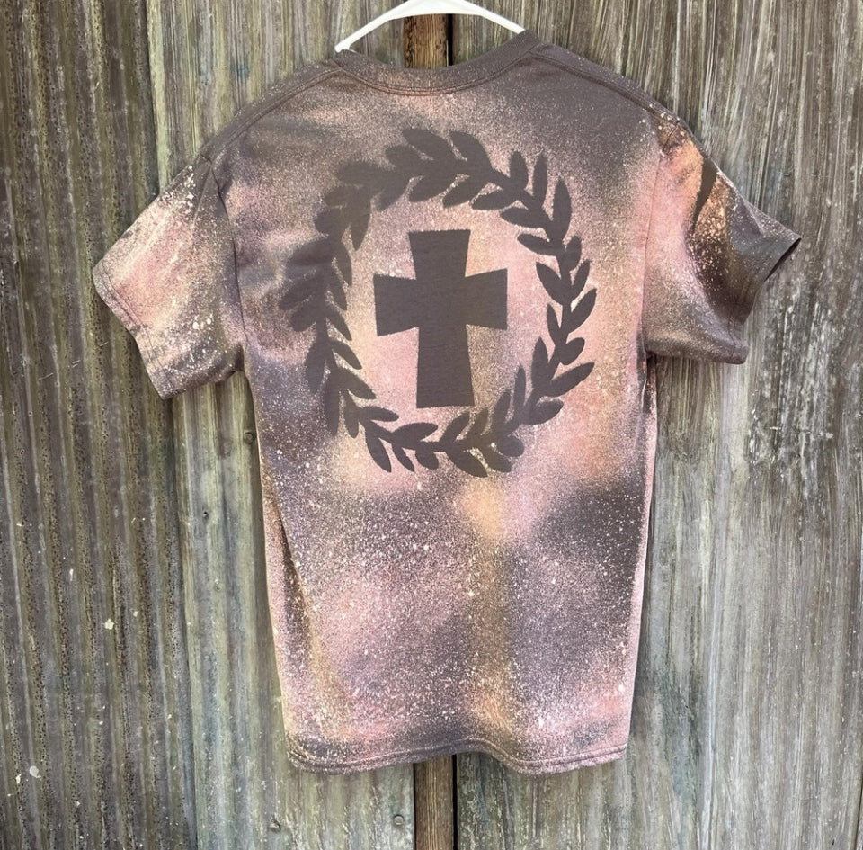 Unisex Custom Bleached Tee Cosmic Faith Medium