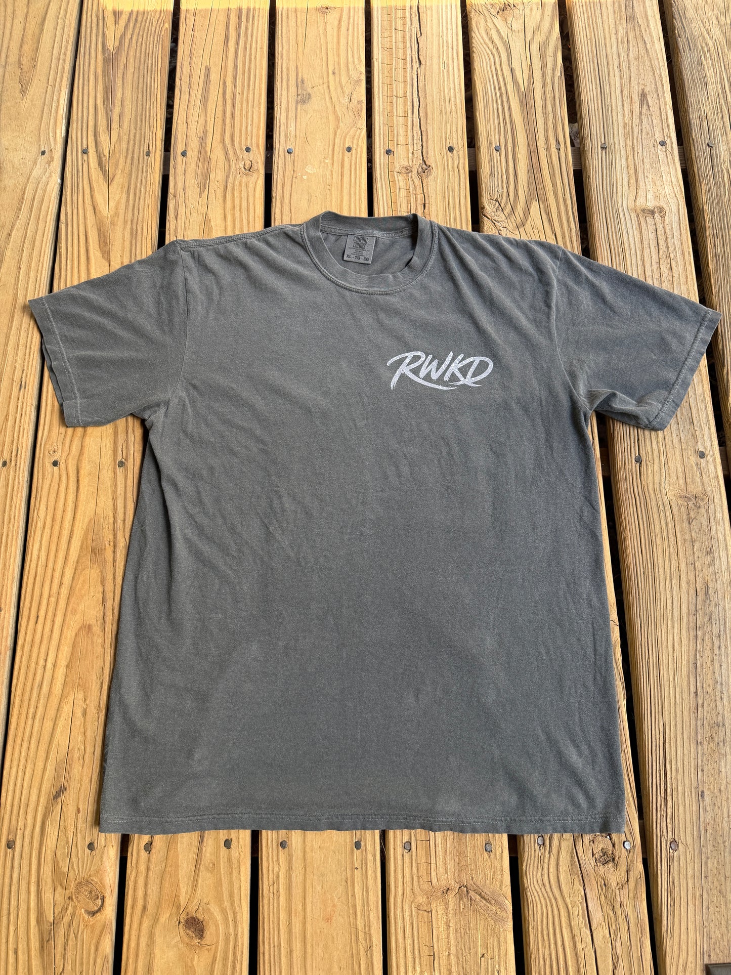 ReWorked Tire 🛞 Tracks Tee XL Charcoal Garmemt Dyed